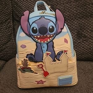 Disney Parks Loungefly Stitch & Scrump Beach Day Sand Castle Backpack New W/ TAG